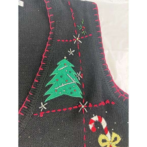 Vintage Ship 'N Shore Sport Christmas Tree Candy Canes Cardigan Sweater Size M - Picture 7 of 10